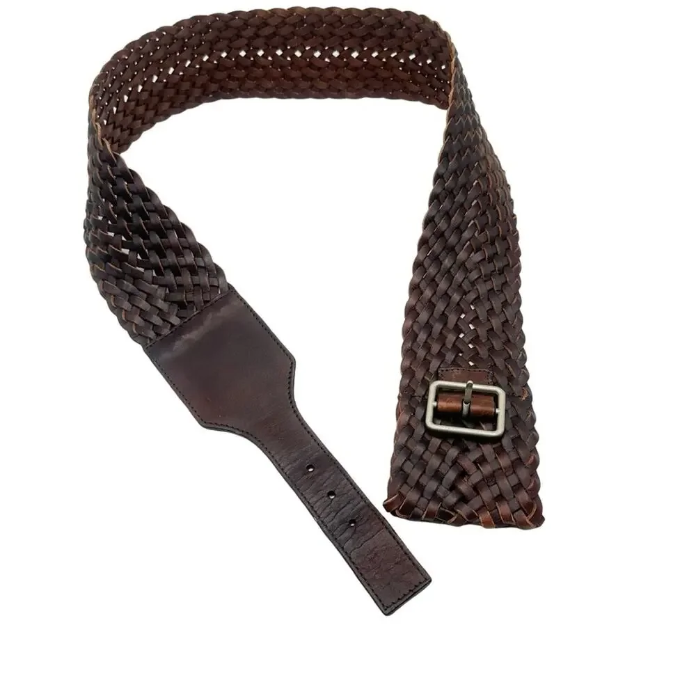 PING PONG - Women's Brown Woven Leather Belt -  SIZE 47